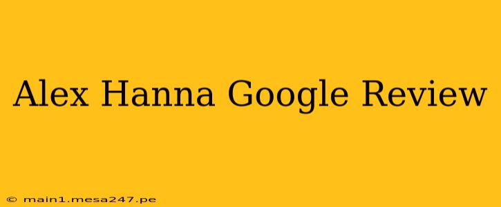 Alex Hanna Google Review