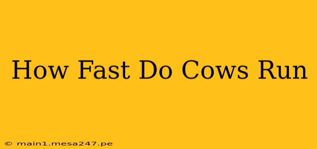 How Fast Do Cows Run