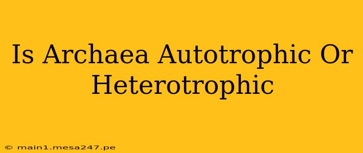Is Archaea Autotrophic Or Heterotrophic