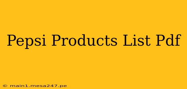 Pepsi Products List Pdf