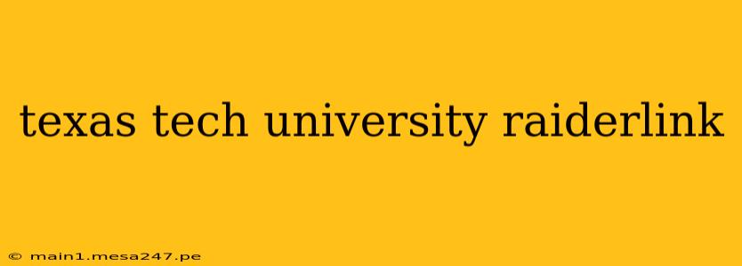 texas tech university raiderlink
