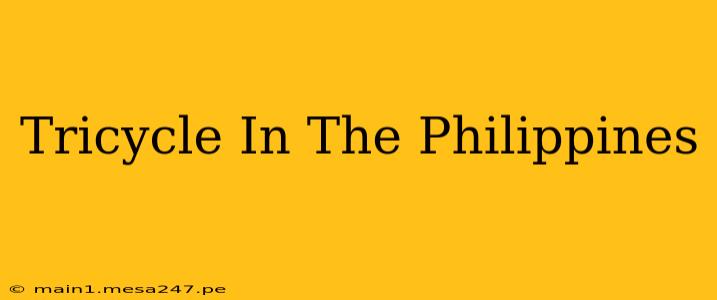 Tricycle In The Philippines
